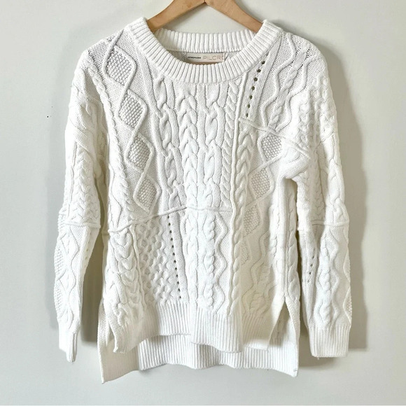 Anthropologie  Pilcro Jasmine Cable-Knit Tunic Sweater Ivory - Picture 4 of 9